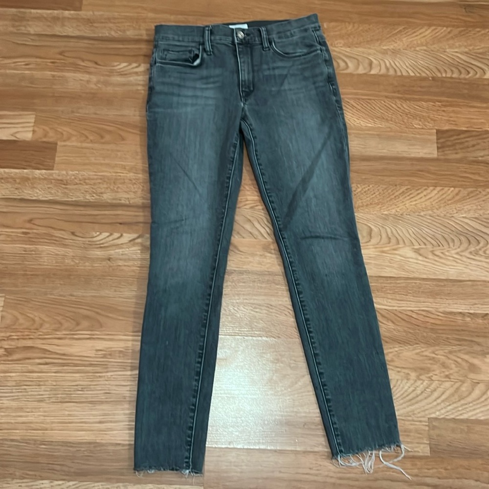 Hudson Natalie MidRise Super Skinny Ankle Gray Jeans Sz 26